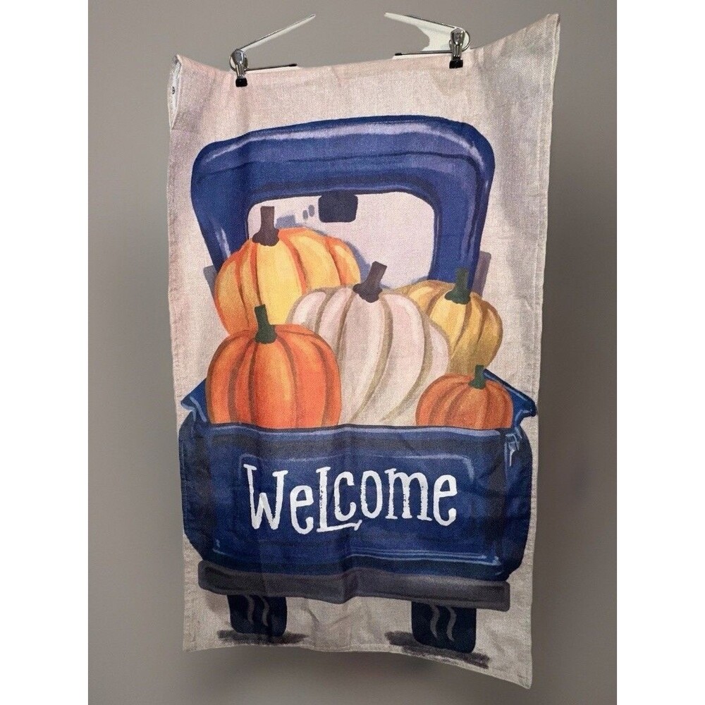 Fall Welcome Garden Flag Pumpkin Truck Farmhouse 42x27.5 Outdoor Yard 2-Sided